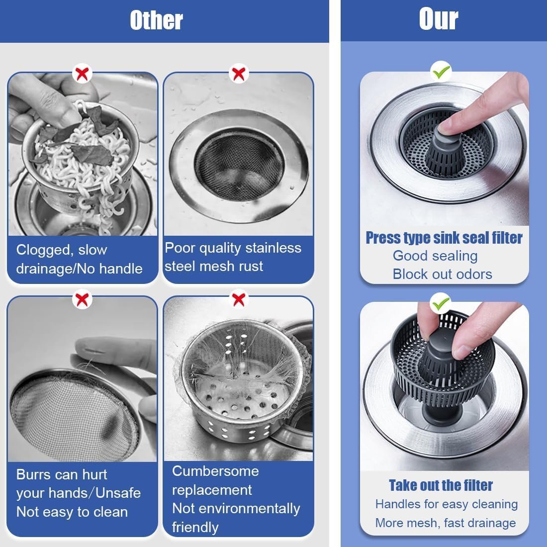 DivGlow™🏆Buy More Save More🔥Upgraded 3 in 1 Kitchen Sink Drain Straine