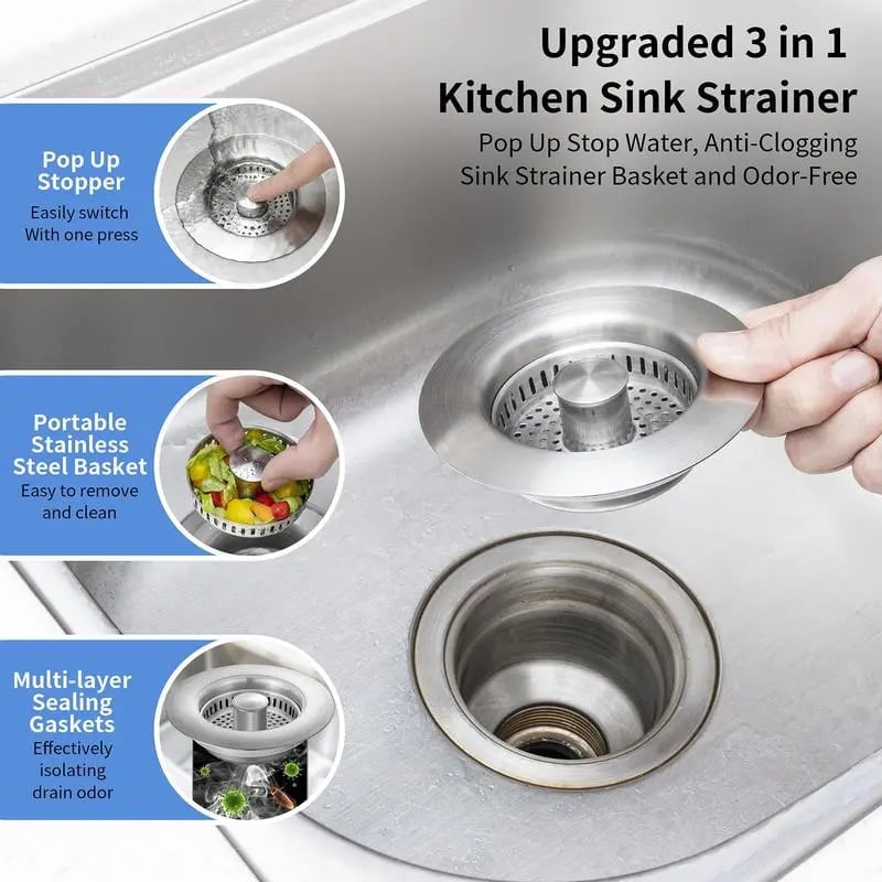 DivGlow™🏆Buy More Save More🔥Upgraded 3 in 1 Kitchen Sink Drain Straine
