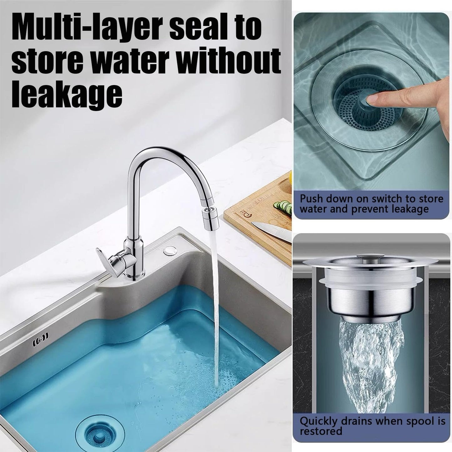 DivGlow™🏆Buy More Save More🔥Upgraded 3 in 1 Kitchen Sink Drain Straine