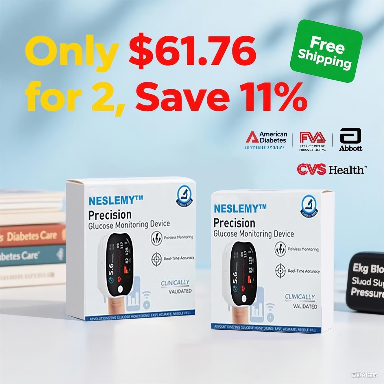 NESLEMY™ Advanced Laser Glucose Monitor – No Pricks, 99.9% Accuracy!