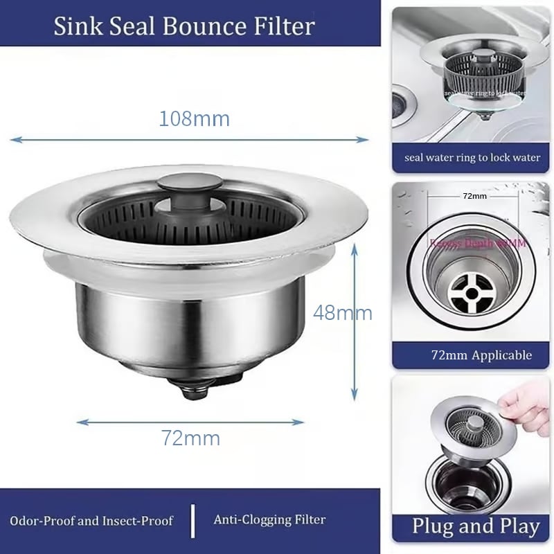 DivGlow™🏆Buy More Save More🔥Upgraded 3 in 1 Kitchen Sink Drain Straine