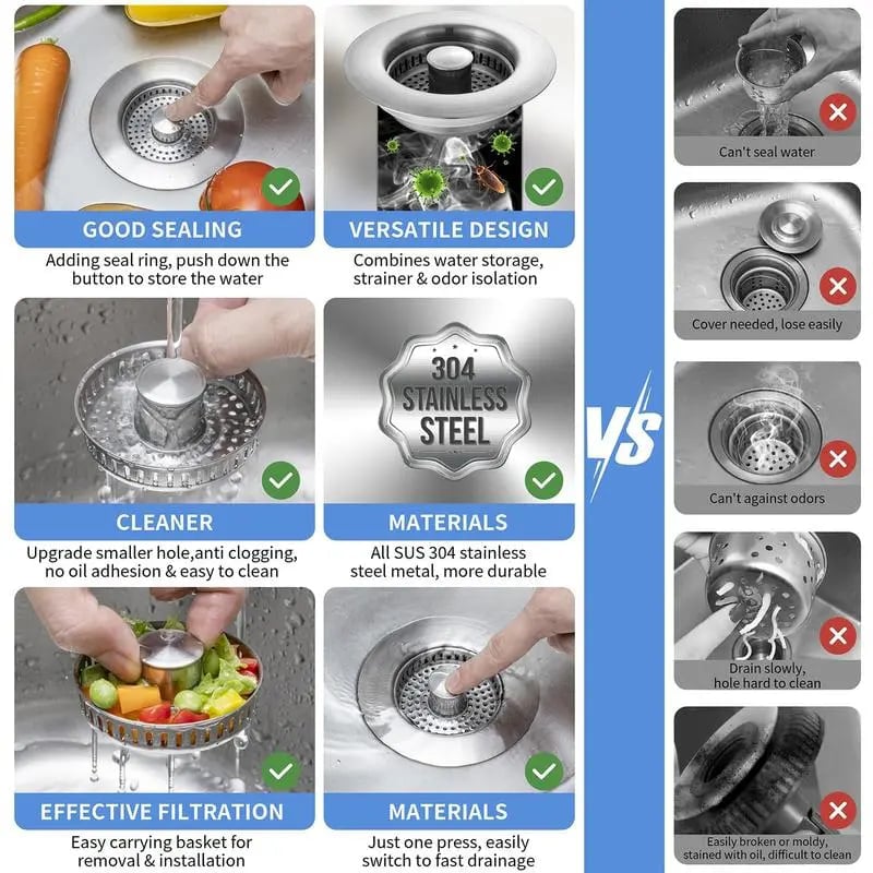 DivGlow™🏆Buy More Save More🔥Upgraded 3 in 1 Kitchen Sink Drain Straine