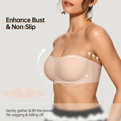 Final 3 Hours: 60%OFF🔥 NESLEMY Womens Strapless Bras Push Up Bandeau Bra