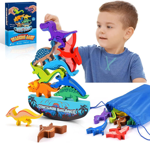 Wooden Dinosaur Stacking Game