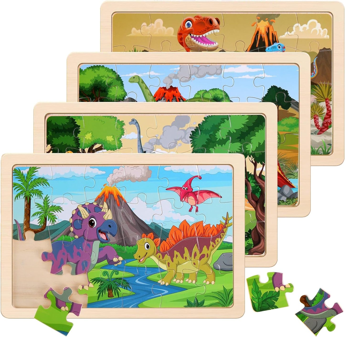 Wooden Dinosaur Puzzle Set